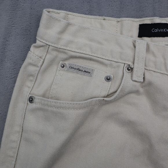 Calvin Klein Jeans Pants Mens 30 White Mid Rise Easy Fit Straight Leg Bottoms - Picture 11 of 16